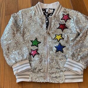 Lola + The Boys Silver Sequin Unicorn Jacket